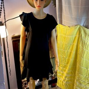 H&M Ruffles, Asymmetrical Hem Black Dress size Large